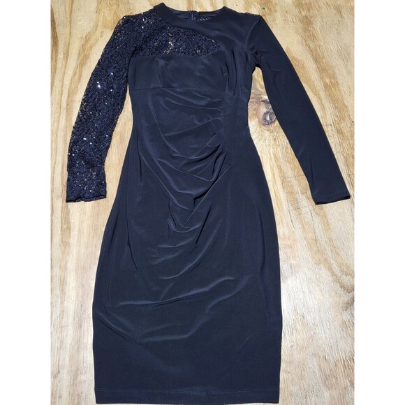 cache dress Women 2 Cocktail Black Longsleeve Zip J9 Made In USA - Picture 1 of 5